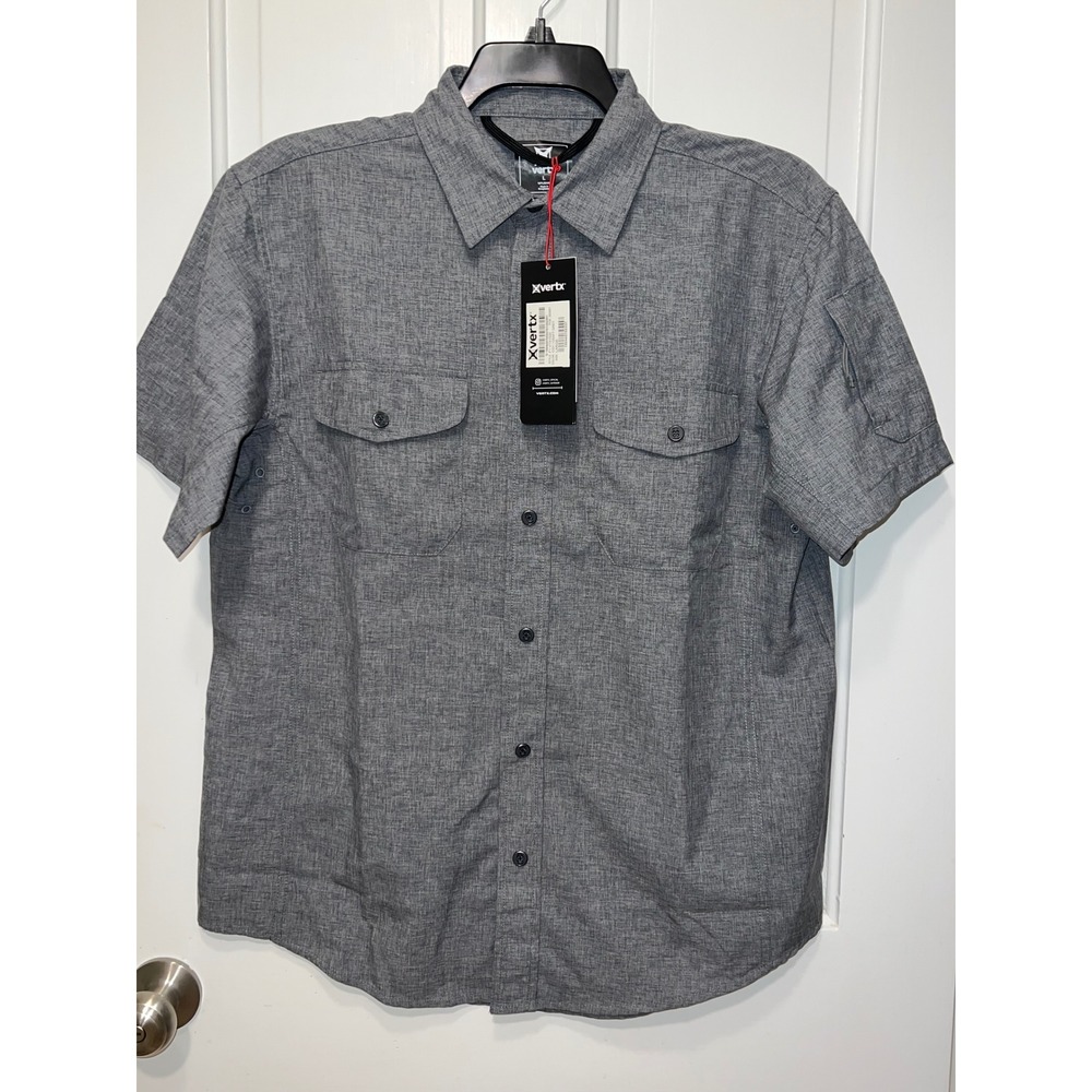 NWT Vertx Mens Large Recce Technical Shirt Craft Grey Tactical Button Up VTX1520